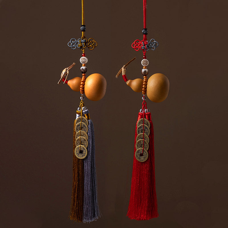 Buddha Stones, monedas Feng Shui, calabaza, nudo chino, monedas de la suerte, cinco emperadores, dinero, riqueza, borlas, decoración