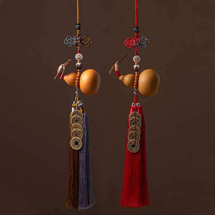 Buddha Stones, monedas Feng Shui, calabaza, nudo chino, monedas de la suerte, cinco emperadores, dinero, riqueza, borlas, decoración