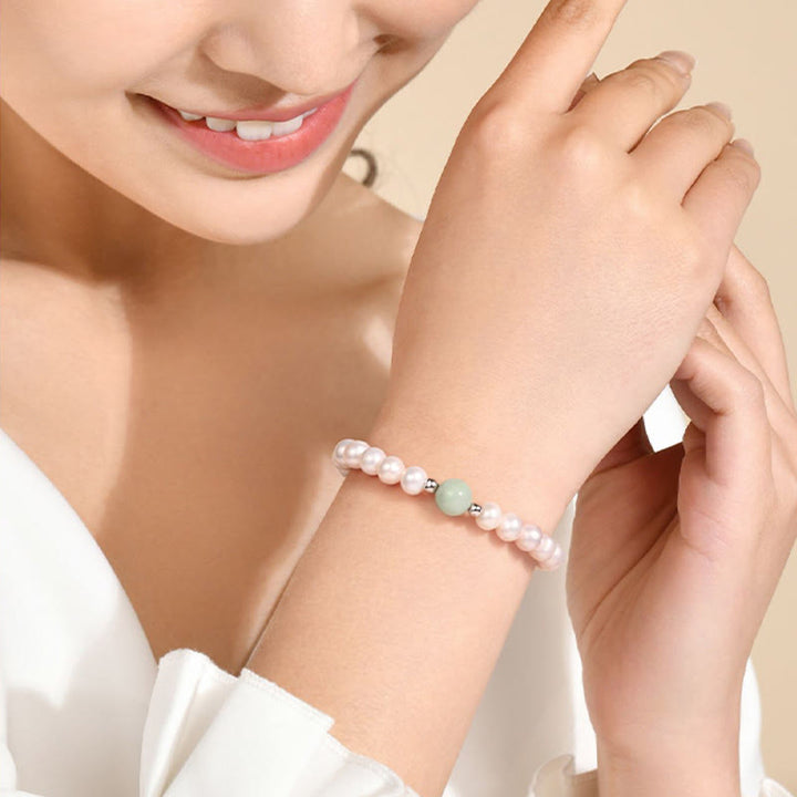 Collar curativo de jade y perlas naturales de plata de ley 925 con Buddha Stones , pendientes con caja de regalo - image 7