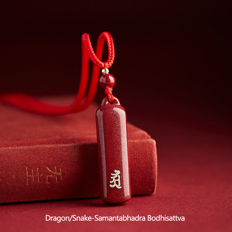 Colgante de collar de cadena de protección con amuleto de cinabrio de Buda natal del zodiaco chino - Rojo - Dragón/Serpiente-Samantabhadra Bodhisattva - image 24