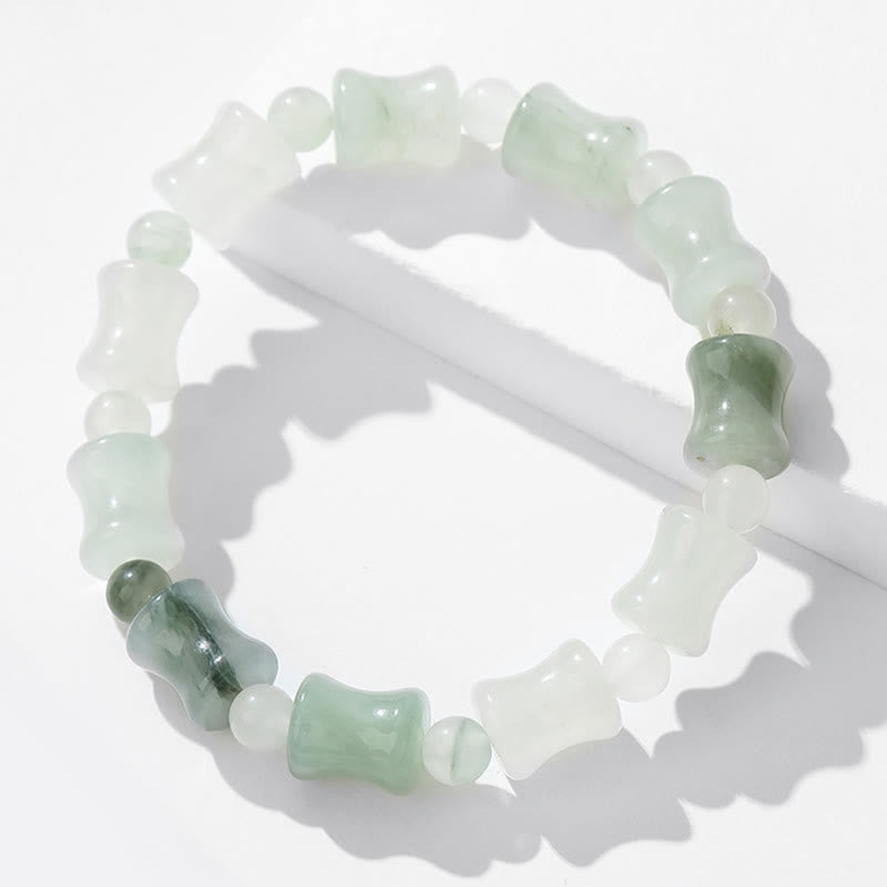 Pulsera de la suerte de la abundancia del patrón de bambú de la cáscara de coco del jade de las Buddha Stones
