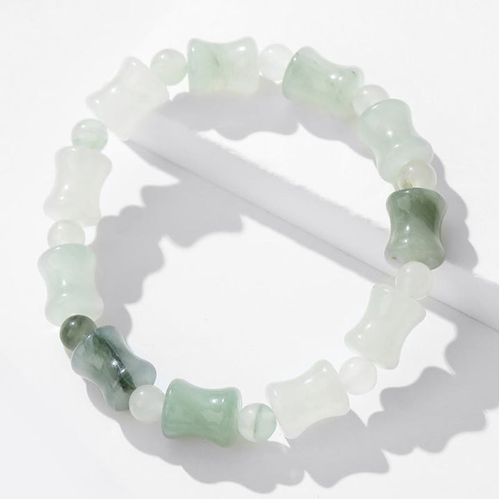 Pulsera de la suerte de la abundancia del patrón de bambú de la cáscara de coco del jade de las Buddha Stones