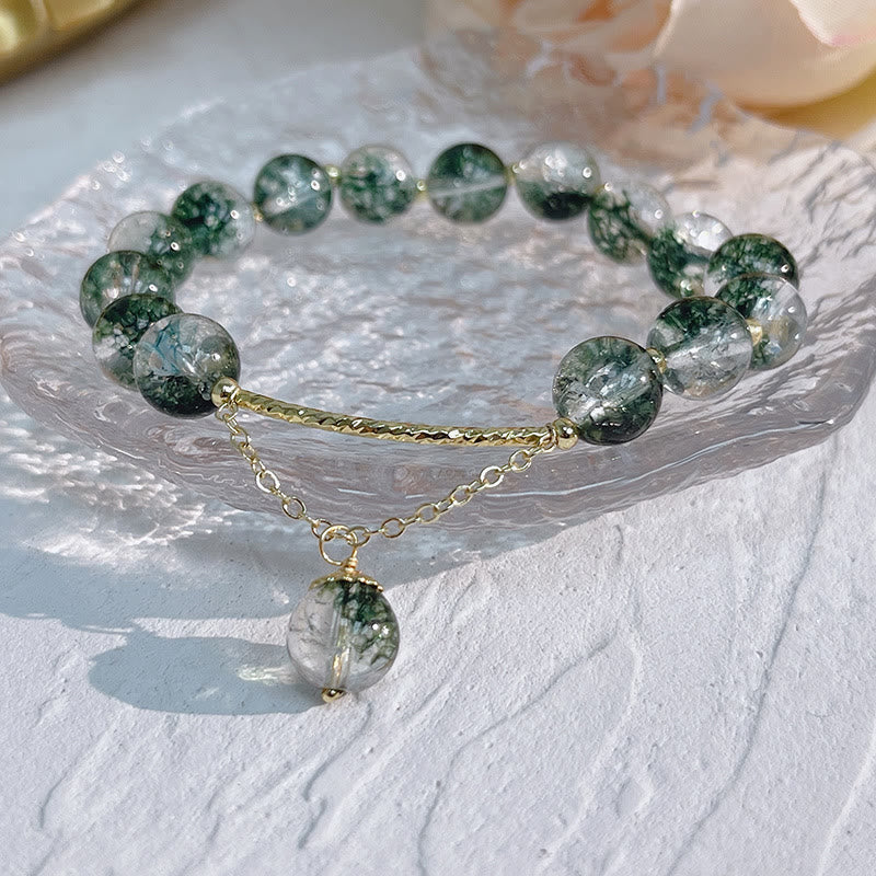 Pulsera con dije de confianza de cristal fantasma verde de Buddha Stones