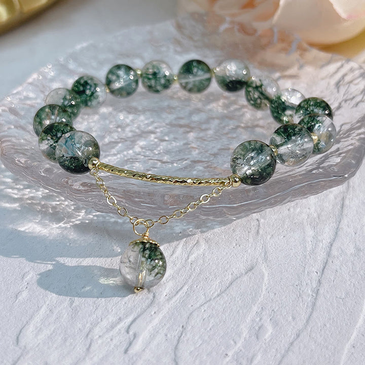Pulsera con dije de confianza de cristal fantasma verde de Buddha Stones