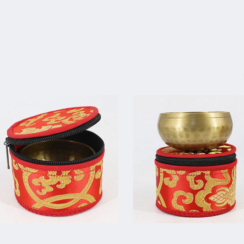 Bolsa de almacenamiento de cuenco tibetano con decoración de cierre de cremallera