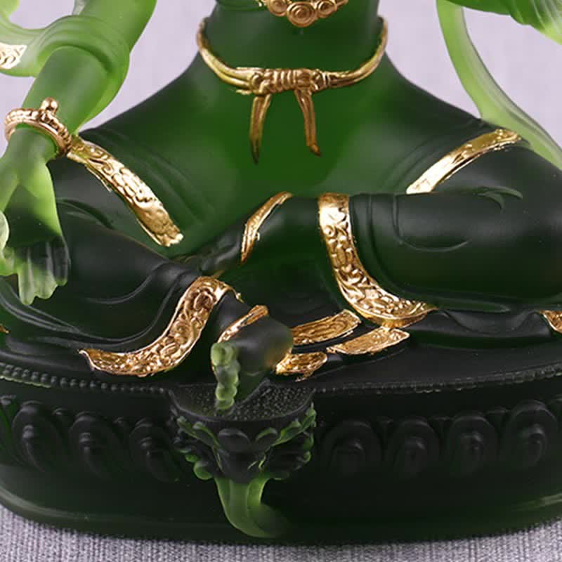 Bodhisattva Tara Verde hecho a mano Liuli Crystal Art Piece Protección Hogar Oficina Estatua Decoración - image 10