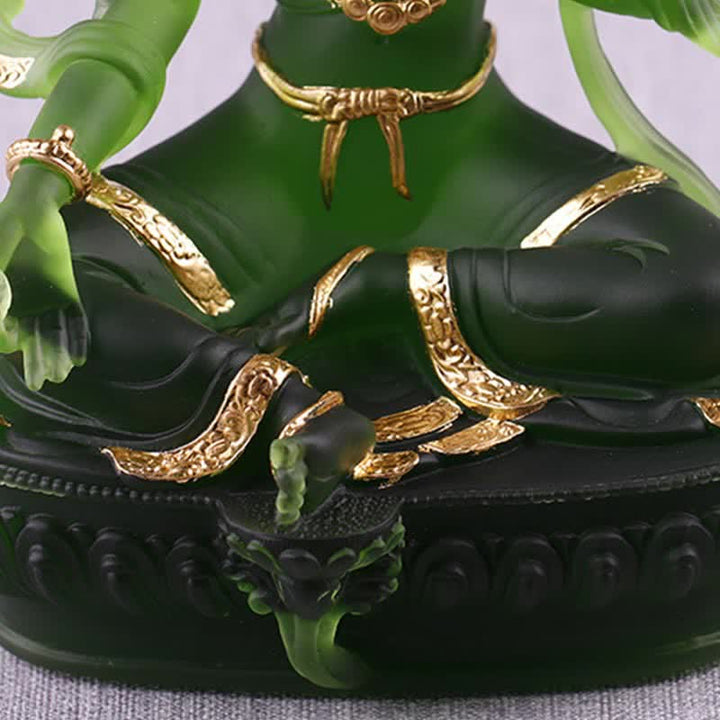 Bodhisattva Tara Verde hecho a mano Liuli Crystal Art Piece Protección Hogar Oficina Estatua Decoración - image 10