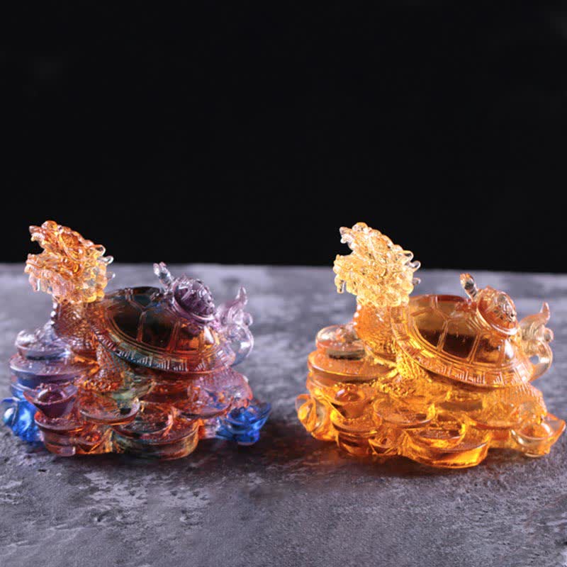 Buddha Stones Feng Shui, monedas de tortuga dragón hechas a mano, pieza de arte de la suerte de cristal Liuli, decoración para el hogar y la Oficina - image 2