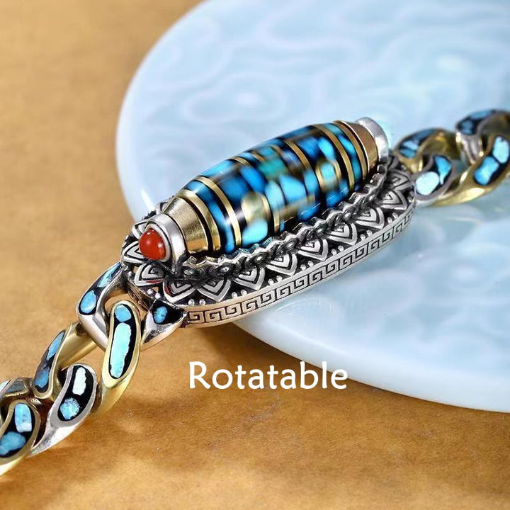 Pulsera giratoria de protección turquesa con cuentas Dzi de nueve ojos tibetanas de Buddha Stones Om Mani Padme Hum - image 2