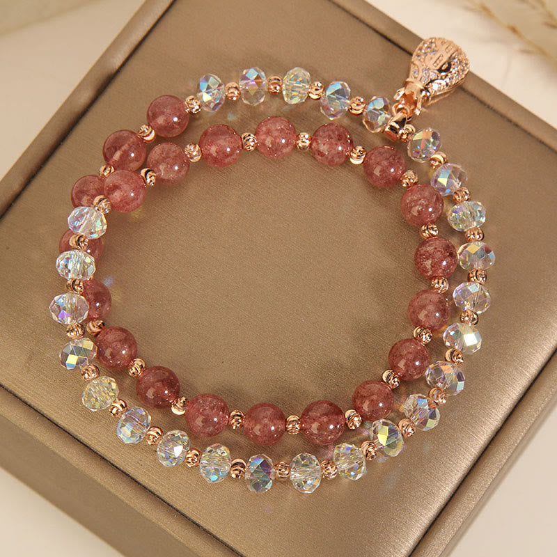 Pulsera positiva con dije para bolsa de dinero con cristal blanco de cuarzo fresa y Buddha Stones