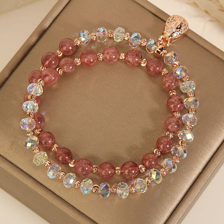 Pulsera positiva con dije para bolsa de dinero con cristal blanco de cuarzo fresa y Buddha Stones