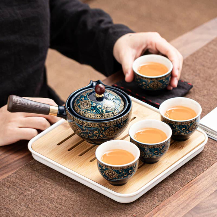 Juego de té chino Gongfu con Buddha Stones , tetera de cerámica, bolsa de regalo portátil