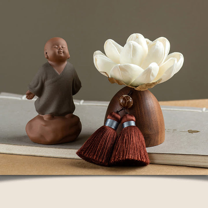 Decoraciones de cura calmante de flor de Buda de madera de melocotón negro