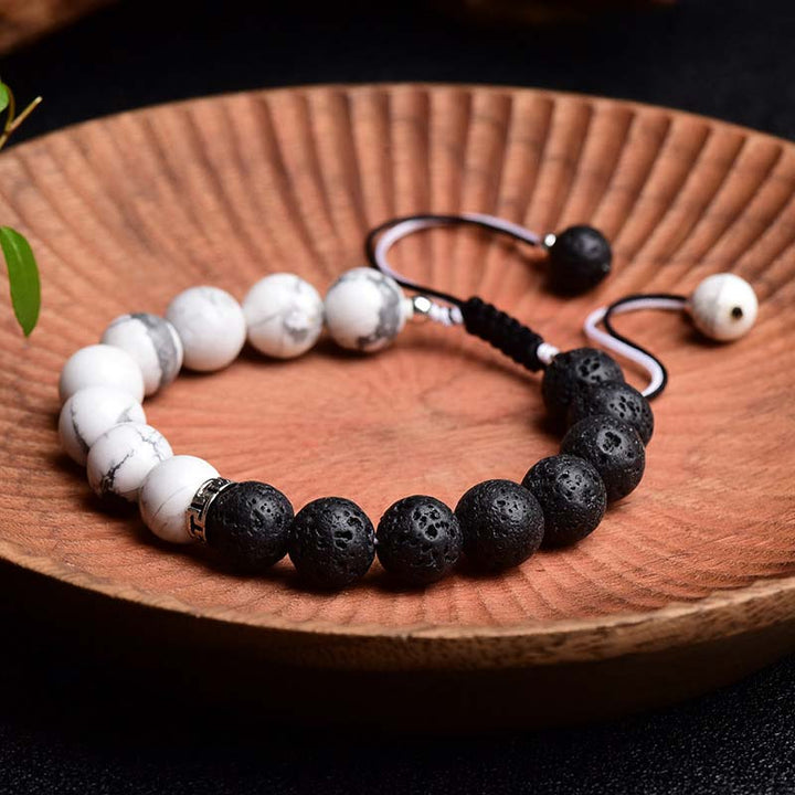 Pulsera de protección de piedra de lava Yin Yang de Buddha Stones