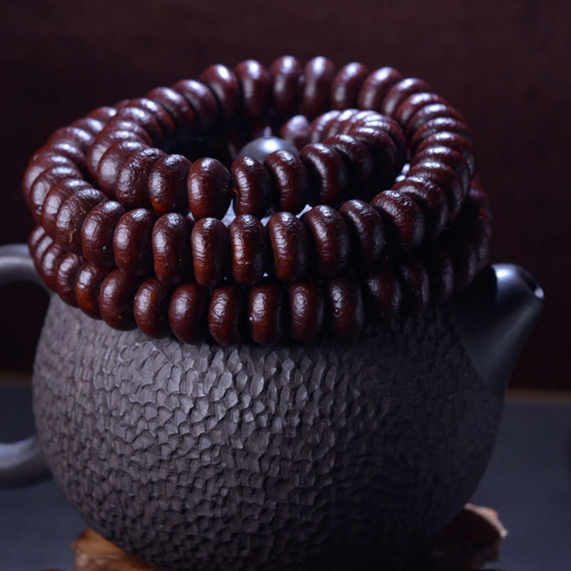 Pulsera de riqueza de semillas de Bodhi púrpura, 108 cuentas de Mala naturales del Tíbet, Buddha Stones