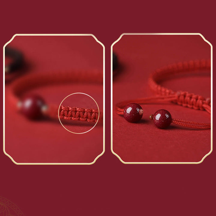 Pulsera de hilo rojo con cuentas de cinabrio de la suerte, Buddha Stones