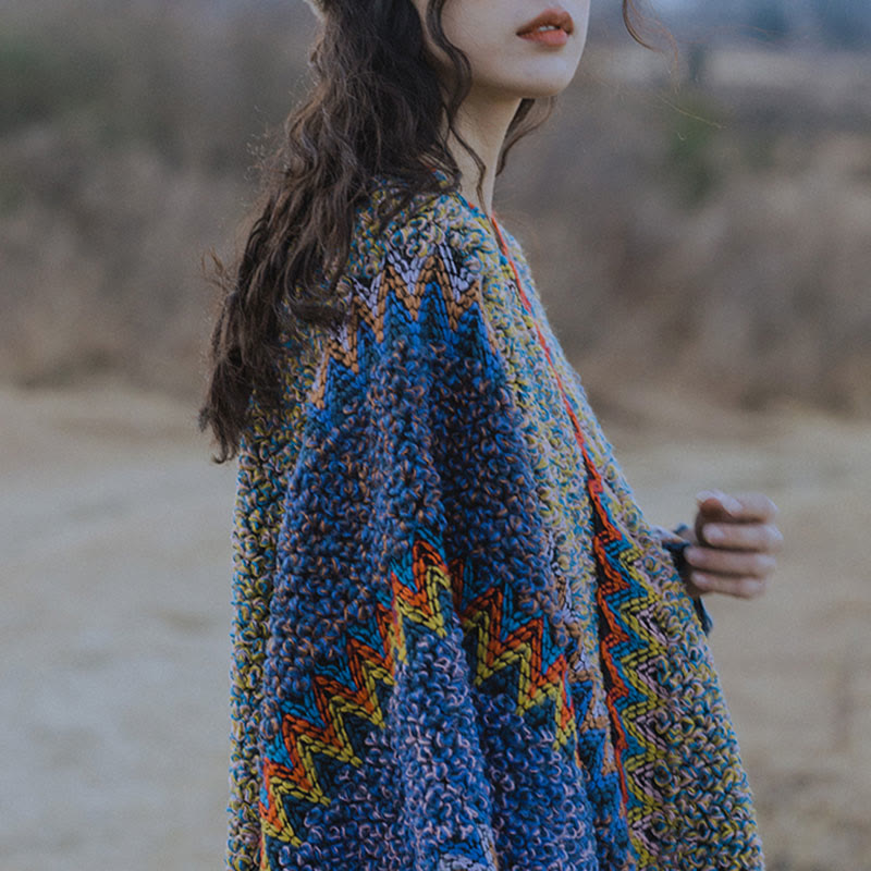 Mantón tibetano de Buddha Stones, capa de punto suave y cálida, bufanda tibetana con borlas de invierno - image 5