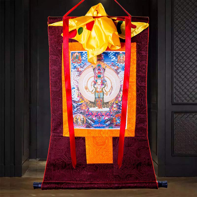 Buddha Stones tibetanas de mil manos Avalokitesvara enmarcadas decoración de bendición Thangka - image 3