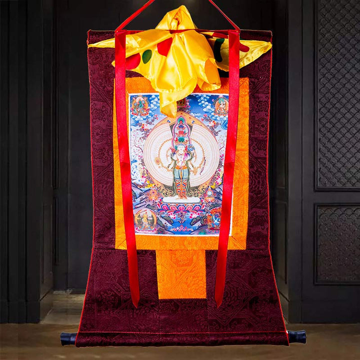 Buddha Stones tibetanas de mil manos Avalokitesvara enmarcadas decoración de bendición Thangka - image 3