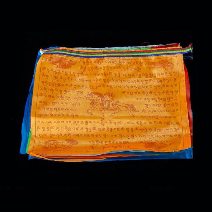 Bandera de oración tibetana de 5 colores con bendición de caballo de viento al aire libre, 20 unidades