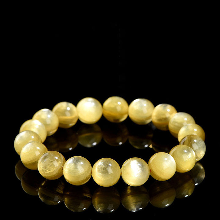 Pulsera de prosperidad de protección de lepidolita dorada natural con Buddha Stones