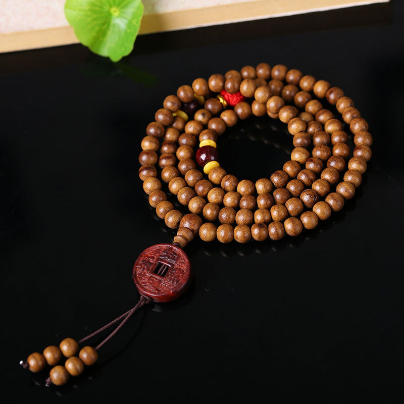 Buddha Stones 108 cuentas Mala madera de melocotón semilla Bodhi pulsera de meditación de oración de loto