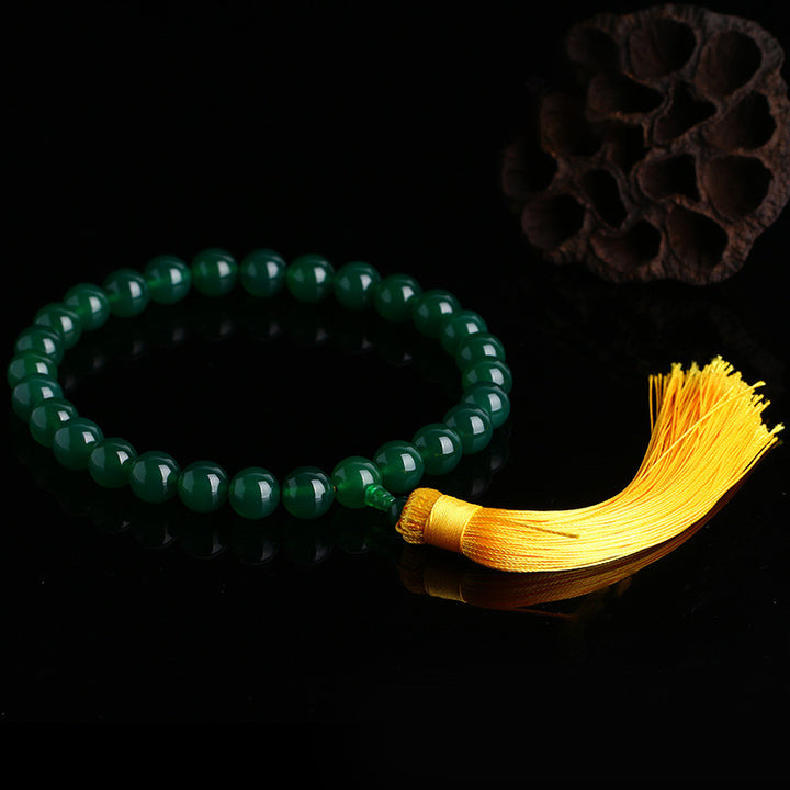 Ágata verde Natural muñeca Mala Power borlas bolsillo Mala decoración del coche