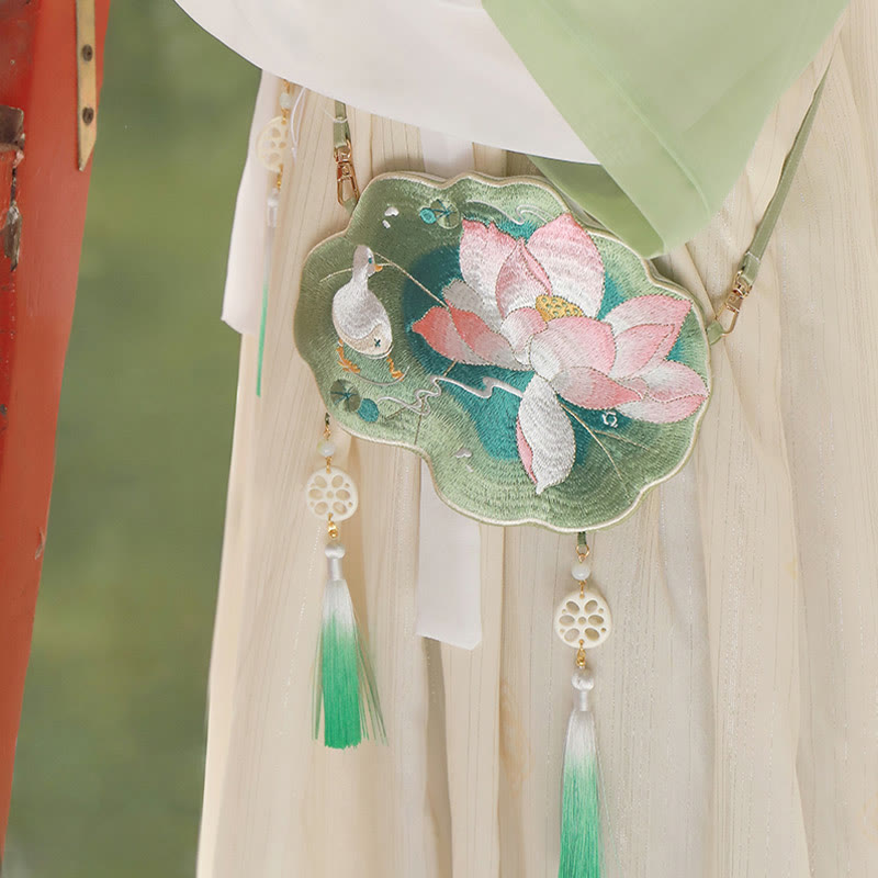 Buddha Stones suerte bordado loto Koi pez conejo flor Hanfu bolso bandolera bolso de hombro