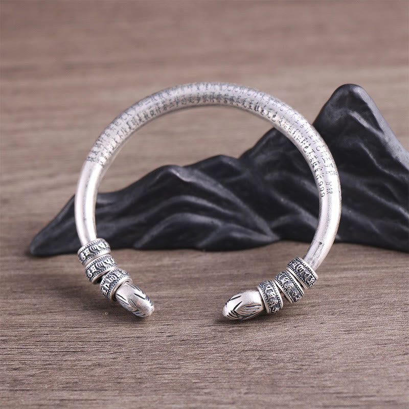 Pulsera de plata de ley 999 con Buddha Stones con forma de corazón Sutra Om Mani Padme Hum grabado paz pureza - image 5