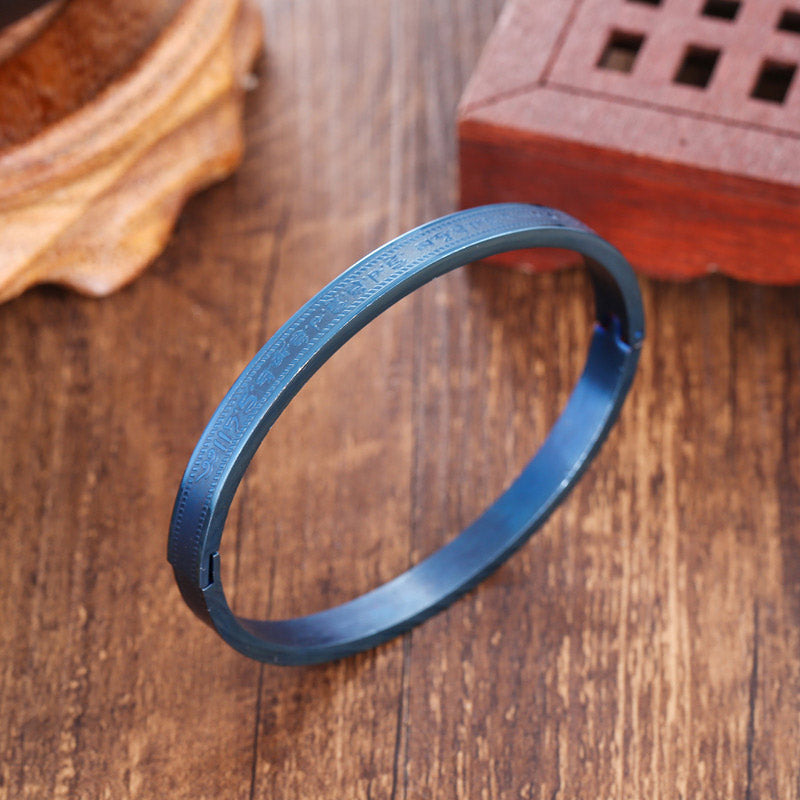 Brazalete de pulsera de bendición de acero titanio con Buddha Stones