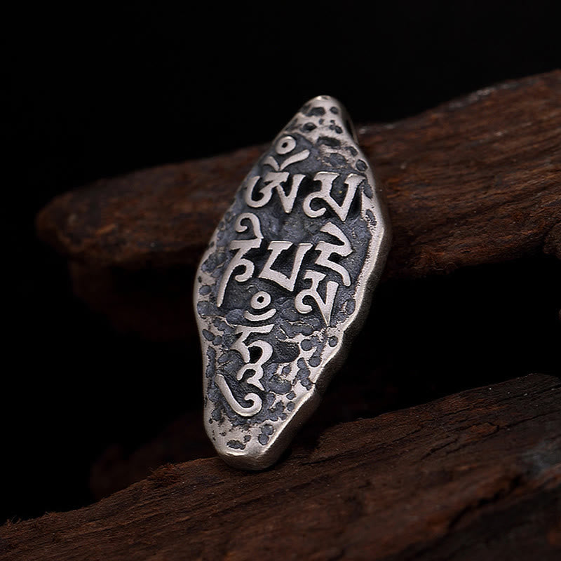 Colgante de plata de ley 925 tibetana con Buddha Stones Om Mani Padme Hum Dorje Vajra, colgante de fuerza grabado - image 14