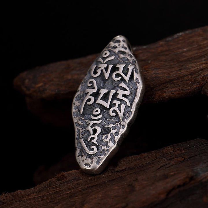 Colgante de plata de ley 925 tibetana con Buddha Stones Om Mani Padme Hum Dorje Vajra, colgante de fuerza grabado - image 14