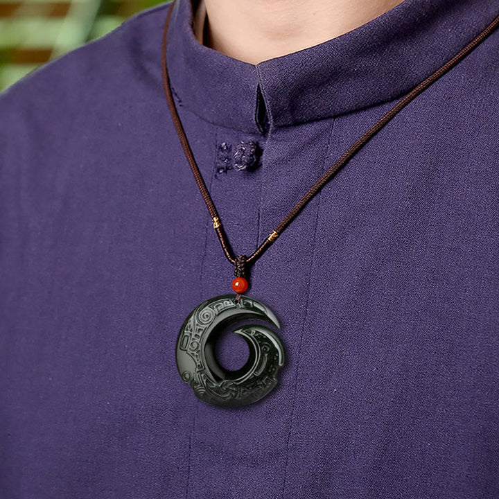 Buddha Stones, la suerte mejora el diseño, colgante de collar de éxito de Jade cian hetiano Natural