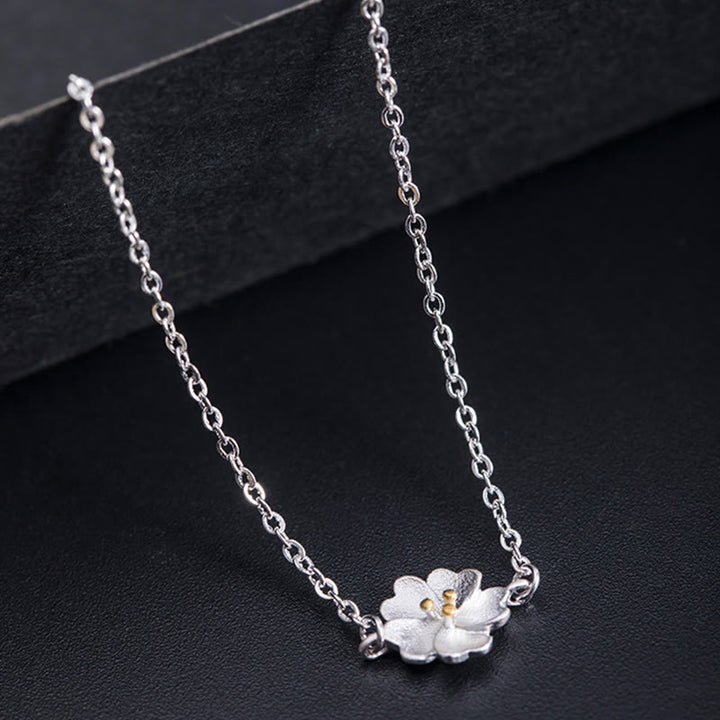 Pulsera de cadena con bendición de flor de cerezo de plata de ley 925 con Buddha Stones - image 3