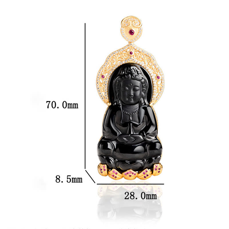 Buddha Stones, Plata de Ley 925, Jade negro Natural, Kwan Yin, Avalokitesvara, colgante de collar de riqueza - image 9