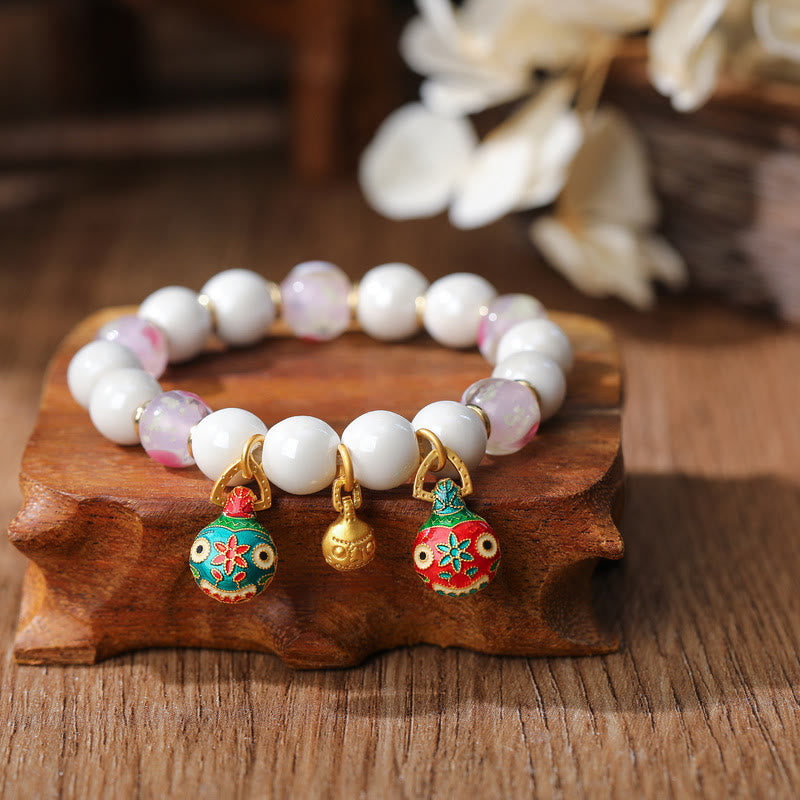 Pulsera de la suerte con cuentas de porcelana coloridas de cristal Liuli, amuleto de la familia de la bestia tragadora de oro con Buddha Stones