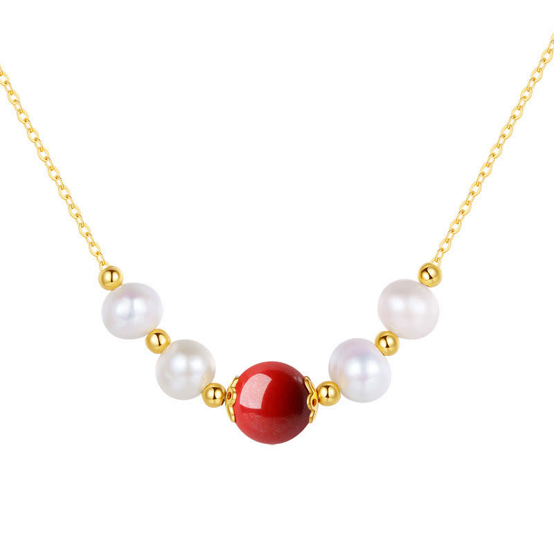 Collar con colgante de cadena de cuentas curativas de sinceridad con perlas de cinabrio de plata de ley 925 con Buddha Stones