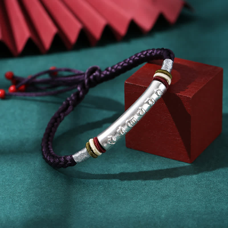 Pulsera de hilo de protección Om Mani Padme Hum de plata de ley 999 con Buddha Stones - Plata de ley 999 - Morado oscuro (tamaño de la pulsera: 16 + 4,5 cm) - image 17