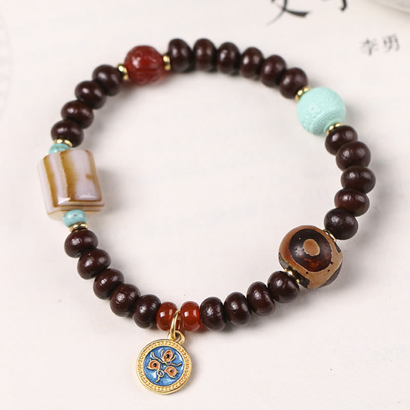 Buddha Stones Natural Tíbet Púrpura Bodhi Semilla Dzi Cuenta Dios de la Riqueza Pulsera de Sabiduría