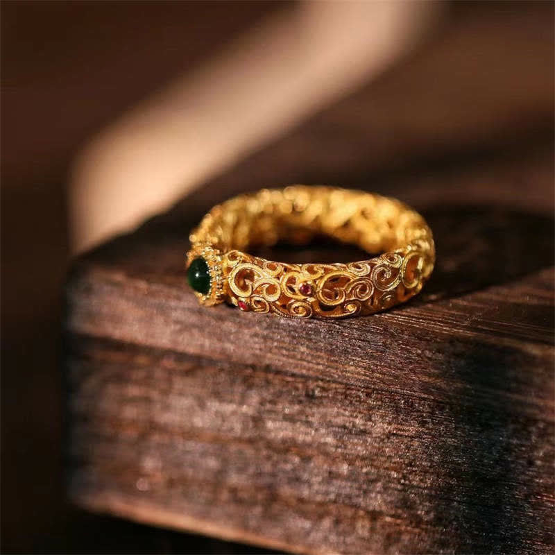 Anillo de la suerte del éxito del jade cian de plata de ley 925 con Buddha Stones - image 6