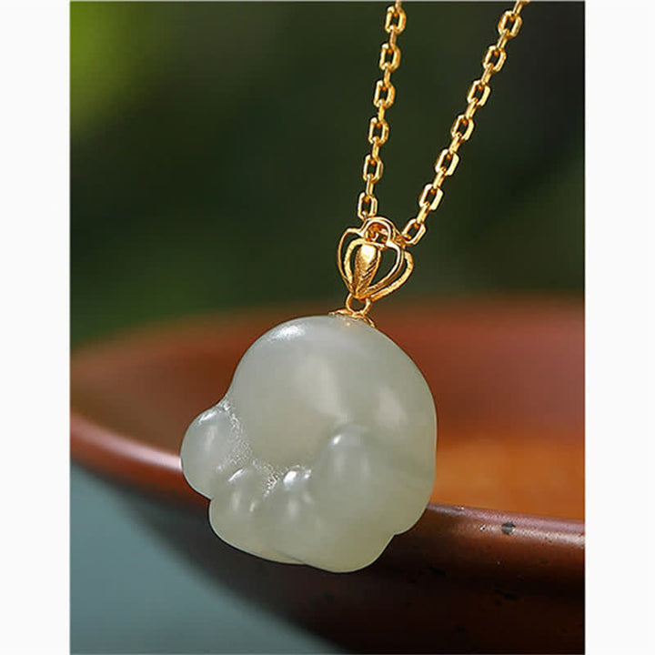 Colgante de plata de ley 925 con diseño de pata de gato y jade blanco hetiano - image 5