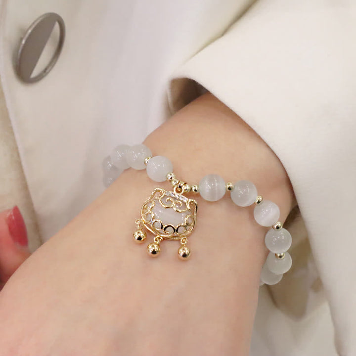 Pulsera con dijes de amor y perlas con diseño de gato encantador con ojo de gato y Buddha Stones - image 11