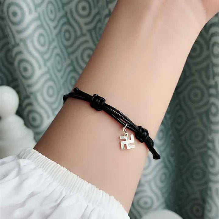 Pulsera trenzada de la fuerza de la suerte con hilo rojo de plata de ley 925 con Buddha Stones - image 8