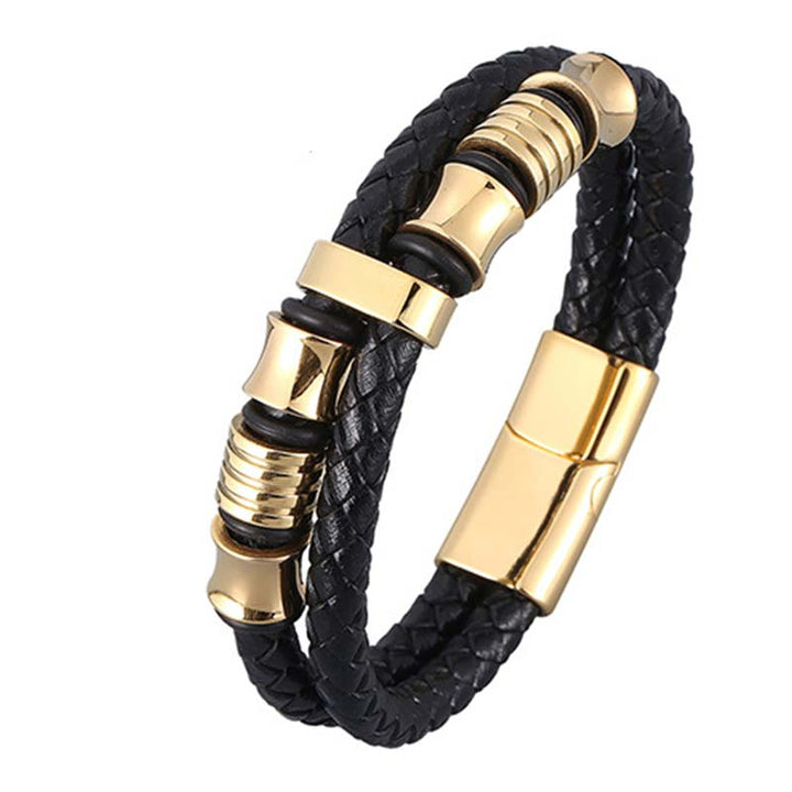 Pulsera Fortune con tejido de cuero en capas de Buddha Stones