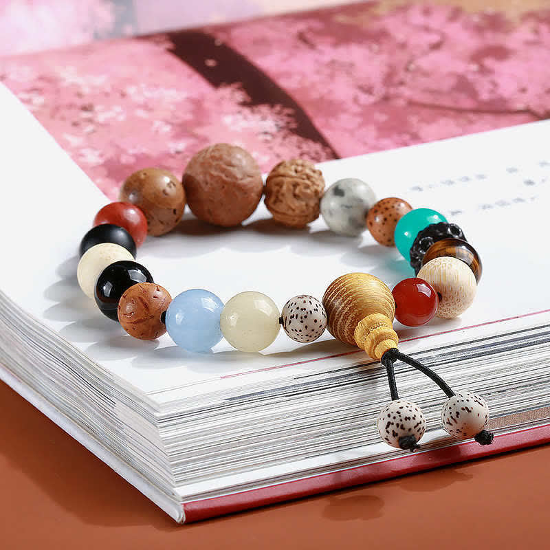 Pulsera Mala de muñeca con Buddha Stones , ágata de semilla Bodhi, sabiduría, armonía