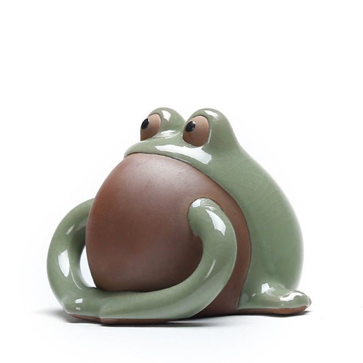 Buddha Stones FengShui, riqueza, suerte, rana bonita, té de cerámica, figura decorativa para mascota
