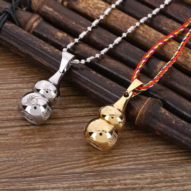 Colgante de collar de acero de titanio con símbolo de Yin Yang tibetano, Buddha Stones, armonía de calabaza - image 9