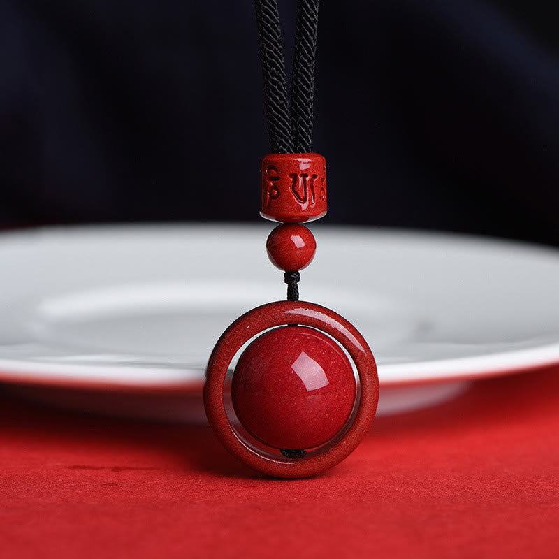 Buddha Stones cinabrio Om Mani Padme Hum PiXiu bendición collar de cuentas de la suerte colgante - Om Mani Padme Hum - Cuerda negra - image 16