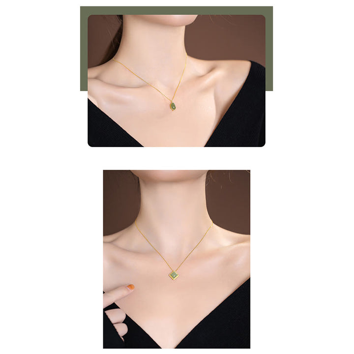 Plata de Ley 925 Natural Hetian Jade cian Jade suerte riendo Buda mariposa collar colgante - image 22