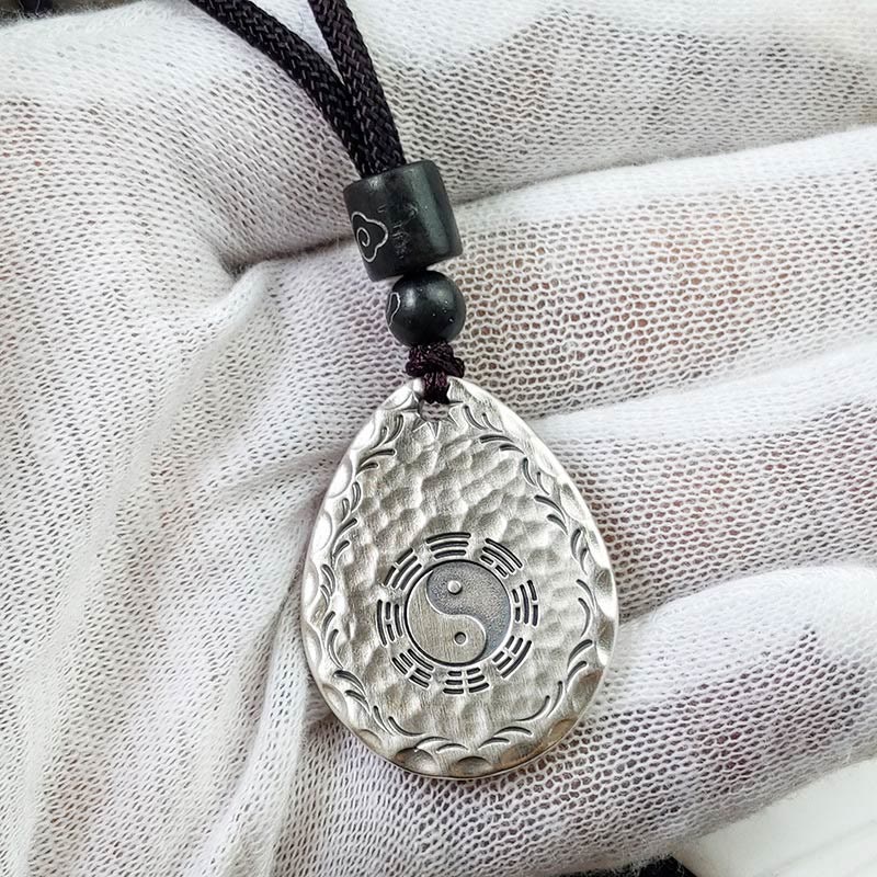 Buddha Stones Vintage Plata de Ley 999 Yin Yang Bagua diseño de gota de agua equilibrio armonía collar colgante - image 11